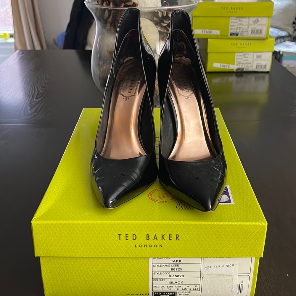 Black patent leather Ted Baker heels